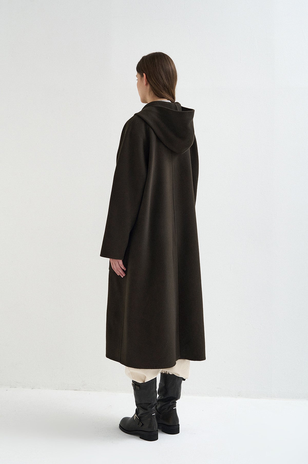 WOOL CASHMERE HOODED DUFFLE COAT