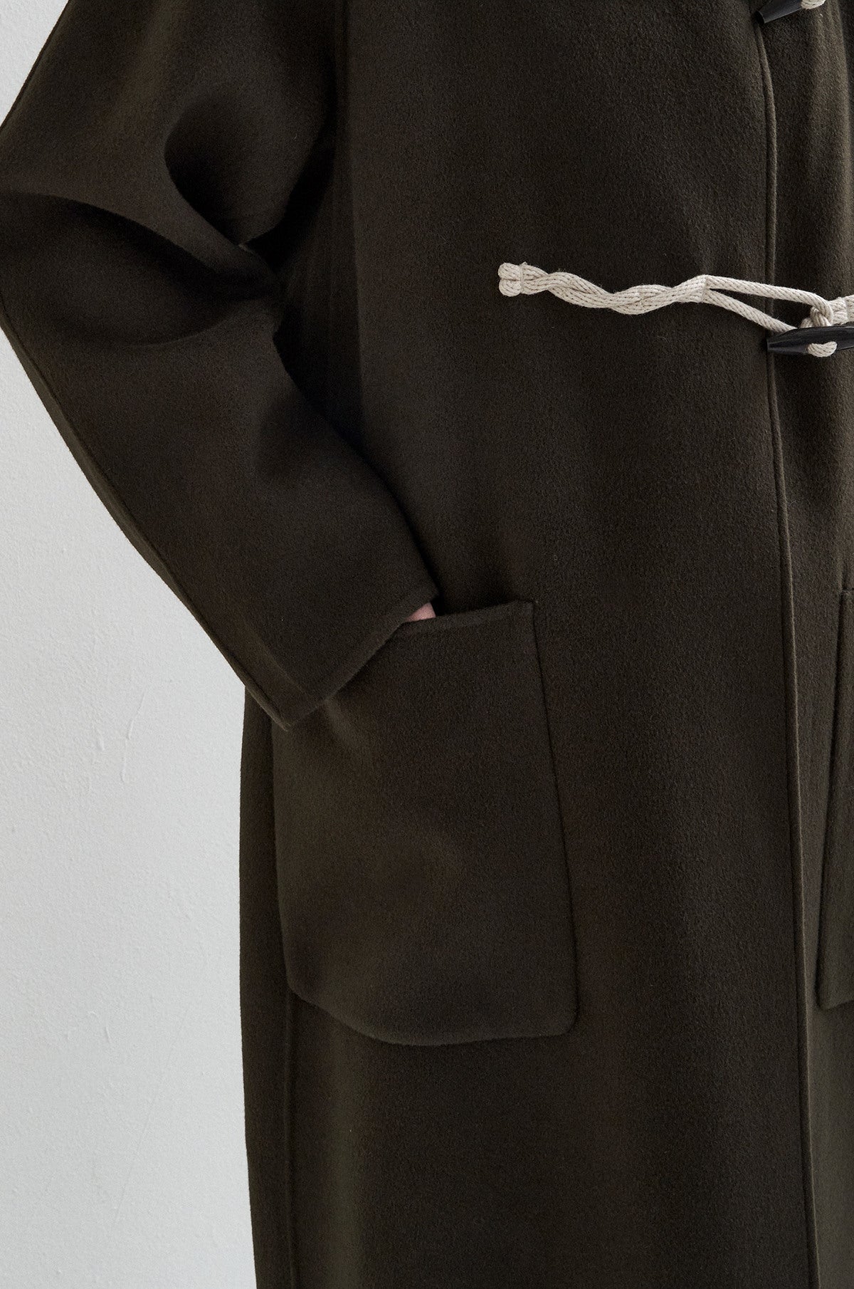 WOOL CASHMERE HOODED DUFFLE COAT