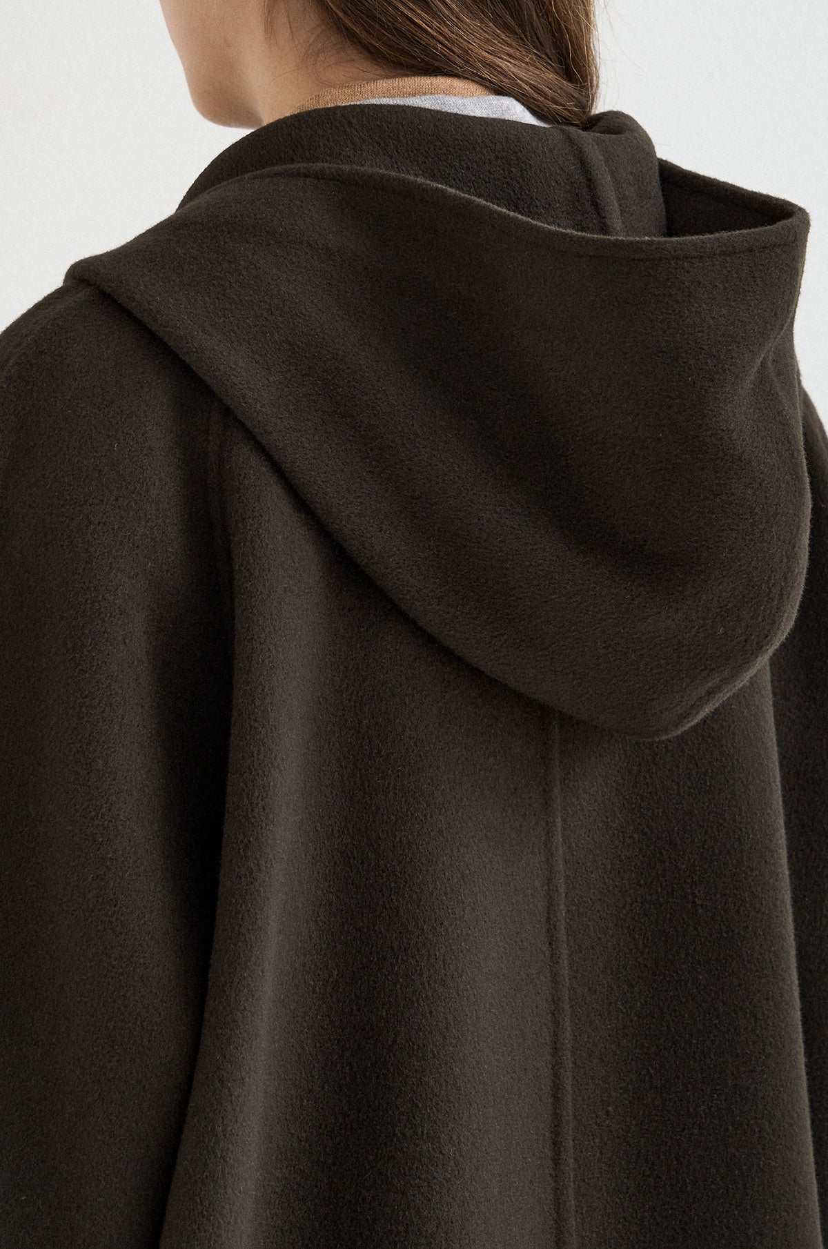 WOOL CASHMERE HOODED DUFFLE COAT