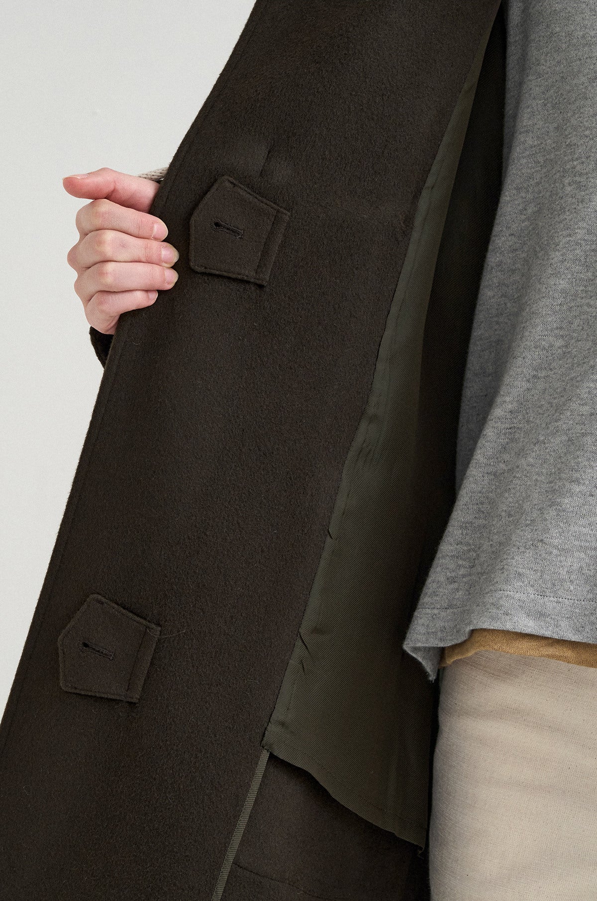 WOOL CASHMERE HOODED DUFFLE COAT