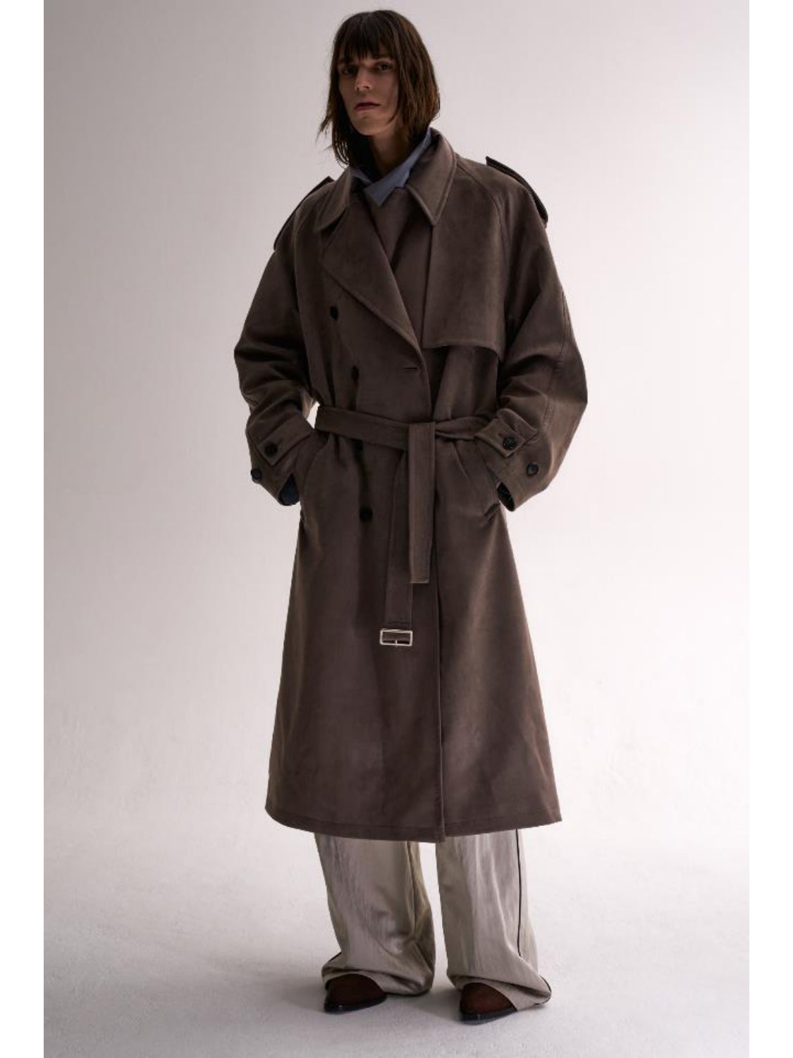 Suede Trench Long Coat