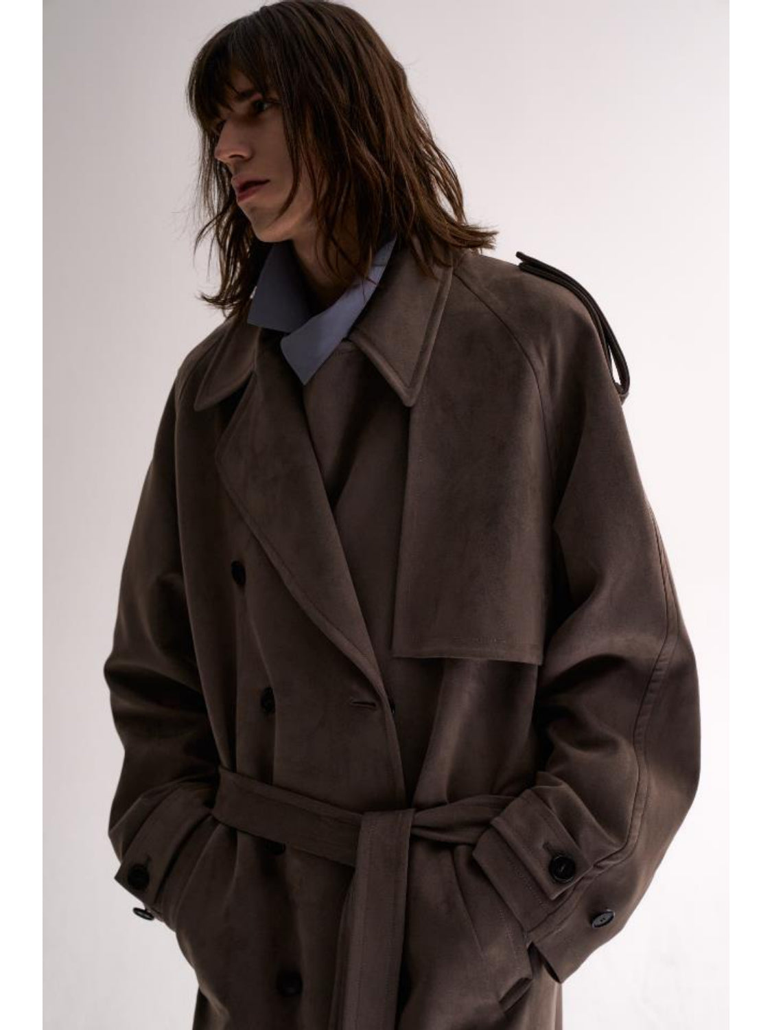 Suede Trench Long Coat