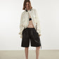 Drawstring Leather Bermuda Pants