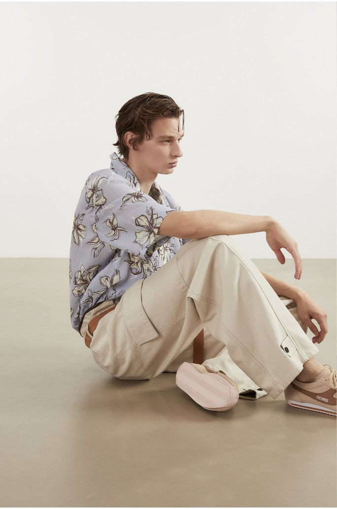 Flower Printed Hibiscus Camp Shirt