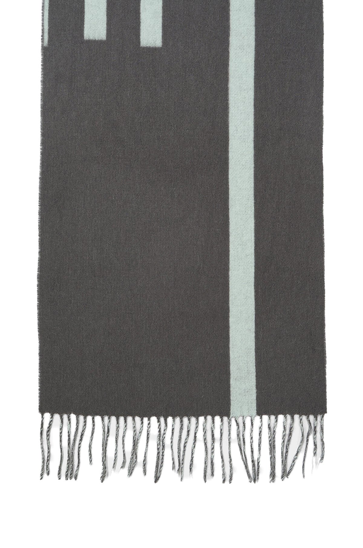 Wool Fringe Intarsia Muffler