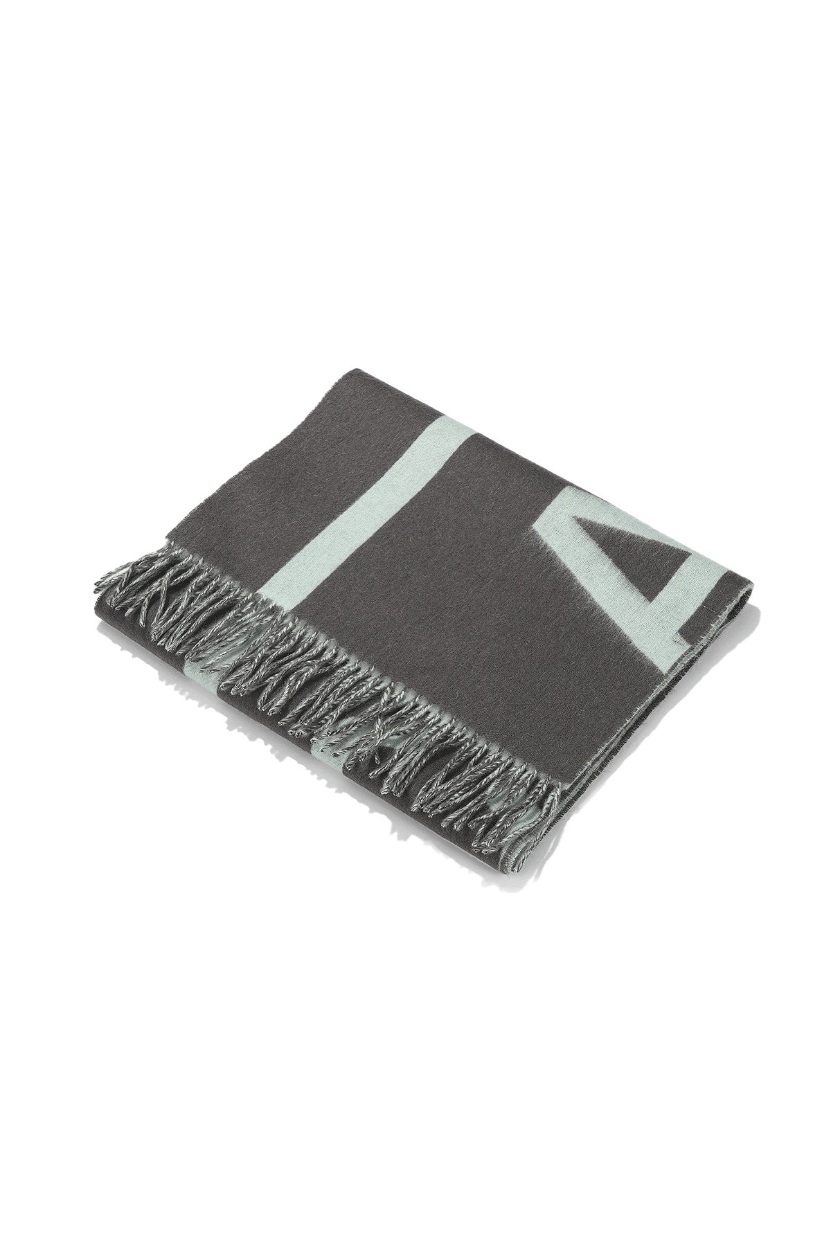 Wool Fringe Intarsia Muffler