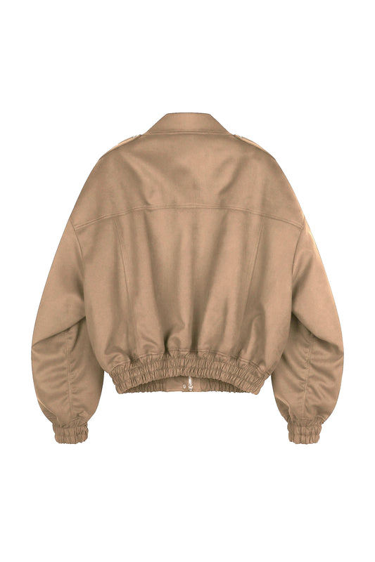 Faux Suede Bomber Jacket