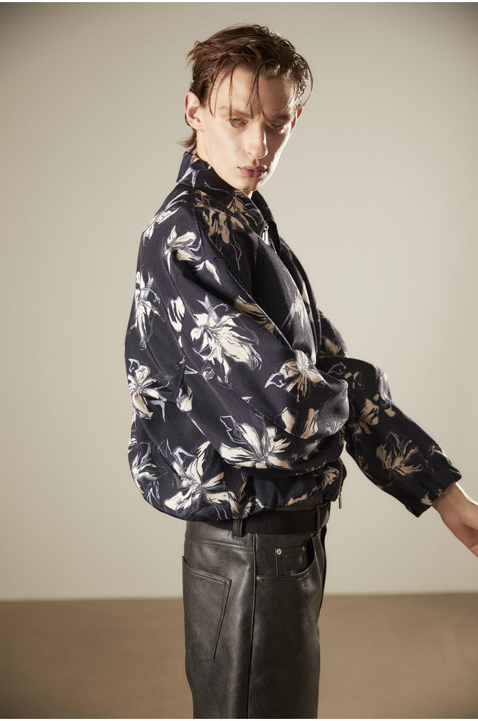 Flower Printed Bomber Jacket