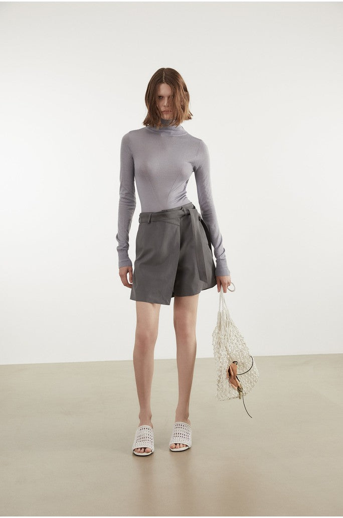 Cut-Out Turtle Neck Knit Top