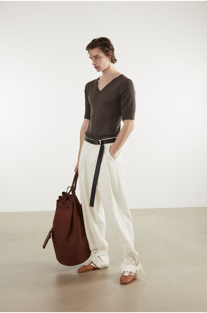 Ankle Strap Wool Pants