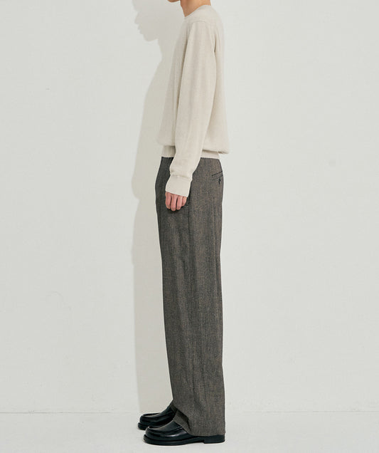 Wool Blend One-Tuck Wide Pants